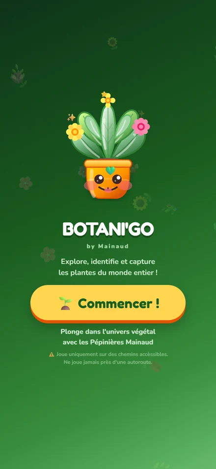 Écran d'accueil Botani'go by Mainaud