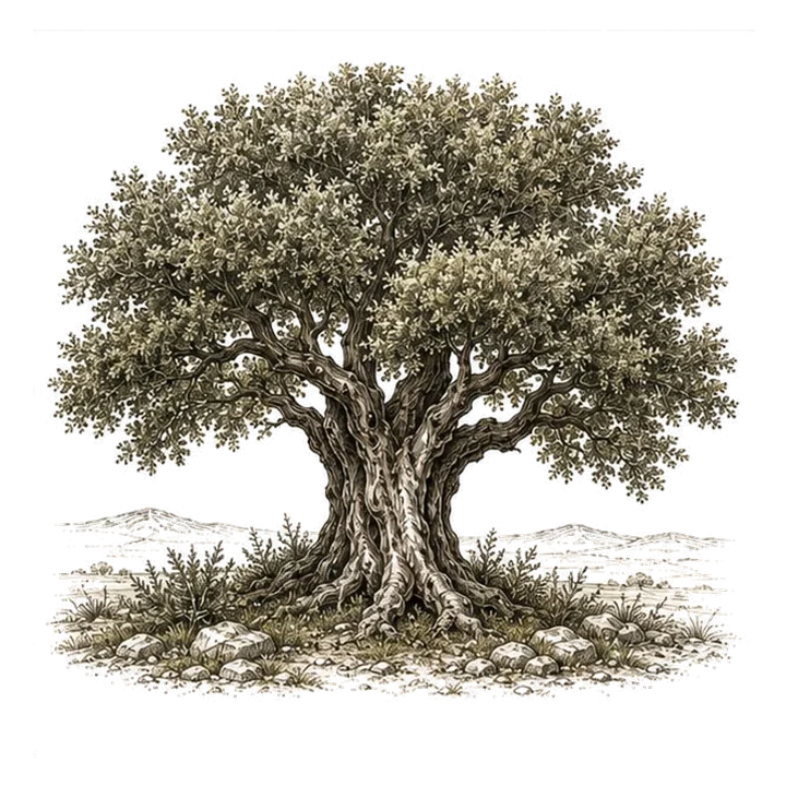 Illustration : arbre majestueux ancre dans le paysage