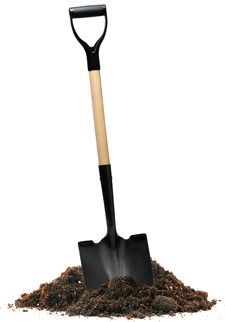 Une photo d'une pelle dans le sol